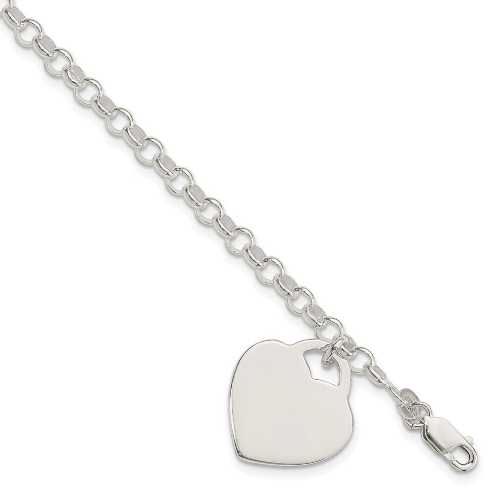 Kazi Luxury Sterling Silver Polished Engraveable Heart Bracelet
